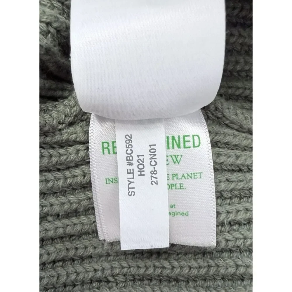 J CREW Knit Sweater Men M Green Ribbed Half-Zip Varsity Stripe Trim Cotton BC592